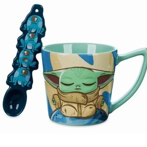 Disney park grogu Mug and Spoon Set - Green and Blue